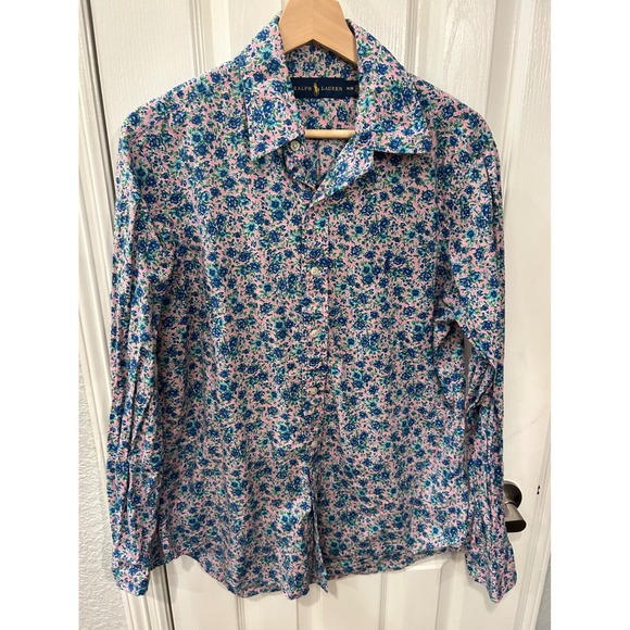 Ralph Lauren Other - Ralph Lauren Button Down Shirt Pink Blue Floral Cotton Long Sleeve Mens M